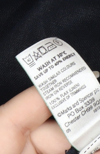 Marks and Spencer Womens Black Linen Cargo Trousers Size 12