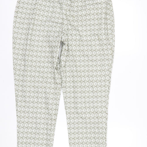 David Nieper Womens Green Geometric Jersey Elastic Waist Trousers UK 14