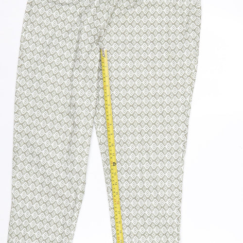 David Nieper Womens Green Geometric Jersey Elastic Waist Trousers UK 14