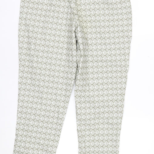 David Nieper Womens Green Geometric Jersey Elastic Waist Trousers UK 14