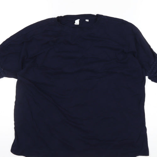 AND/OR Women's Blue Cotton Ruffle Sleeve T-Shirt Size 8
