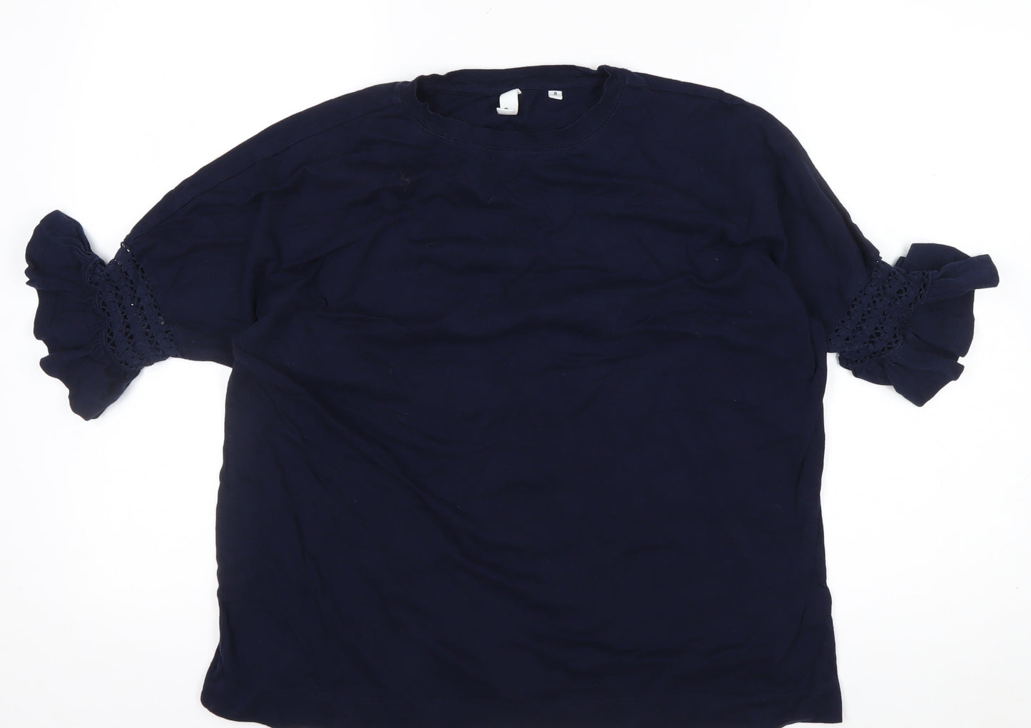 AND/OR Women's Blue Cotton Ruffle Sleeve T-Shirt Size 8