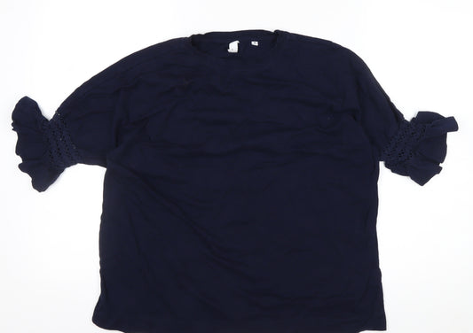 AND/OR Women's Blue Cotton Ruffle Sleeve T-Shirt Size 8