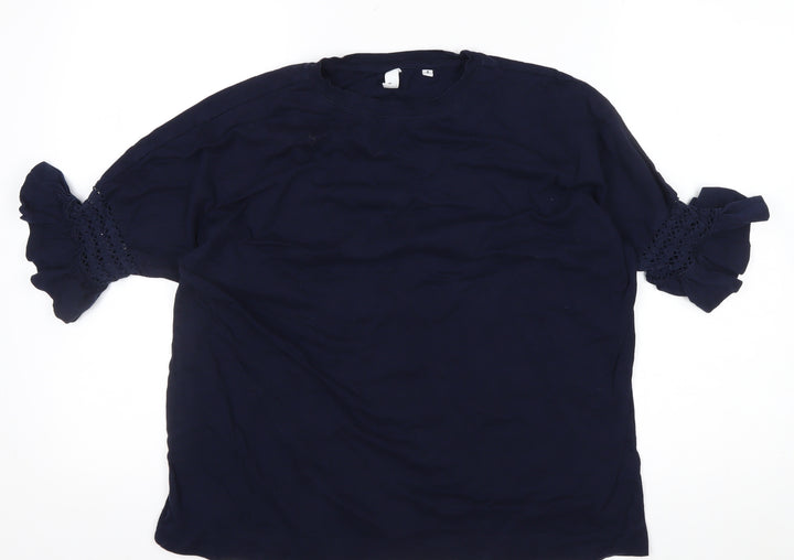 AND/OR Women's Blue Cotton Ruffle Sleeve T-Shirt Size 8