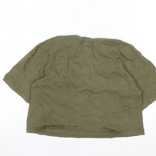 River Island Girls Khaki Gold Print Short Sleeve T-Shirt 9-10 Years