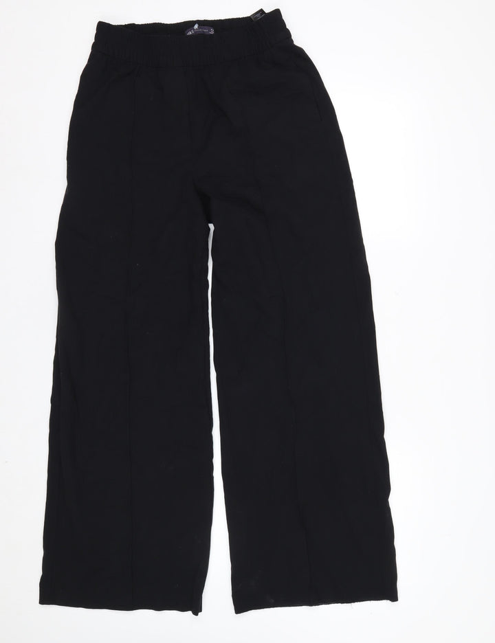 Marks and Spencer Women’s Black Size 8 Wide-Leg Cropped Trousers
