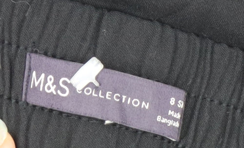 Marks and Spencer Women’s Black Size 8 Wide-Leg Cropped Trousers