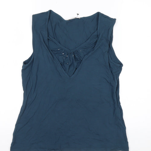 Marks and Spencer Women’s Blue Sleeveless V-Neck Tank Top UK 16