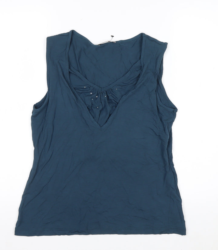 Marks and Spencer Women’s Blue Sleeveless V-Neck Tank Top UK 16