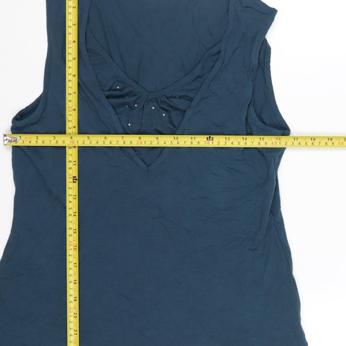 Marks and Spencer Women’s Blue Sleeveless V-Neck Tank Top UK 16