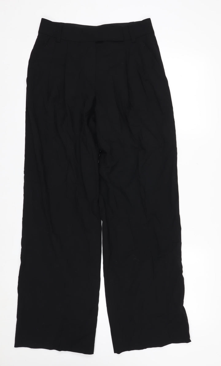 DKNY Womens Black Wool Wide-Leg Dress Pants Size 8