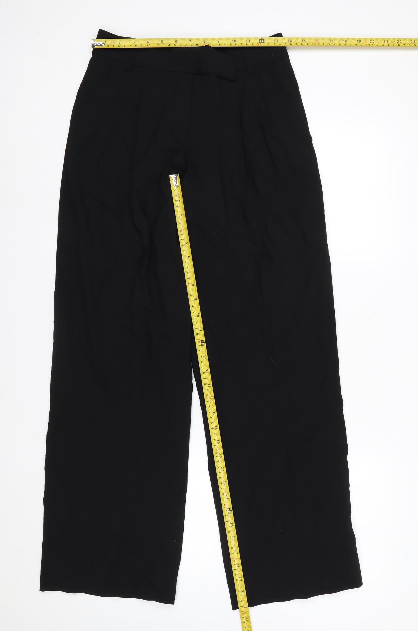 DKNY Womens Black Wool Wide-Leg Dress Pants Size 8