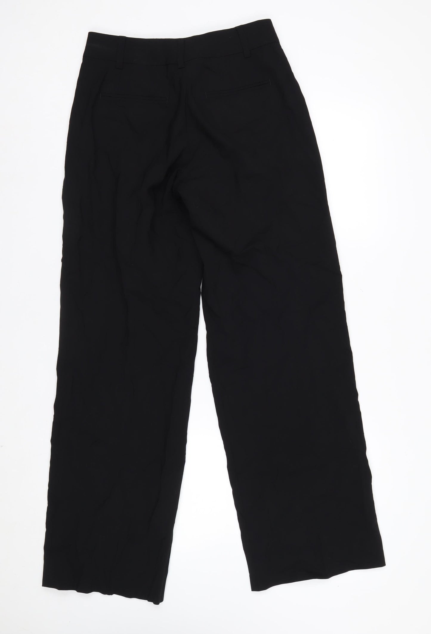 DKNY Womens Black Wool Wide-Leg Dress Pants Size 8