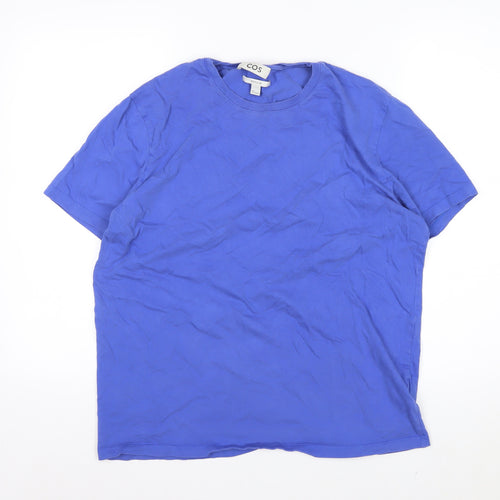 COS Men Blue Regular Fit Cotton Crew Neck T-Shirt Size L
