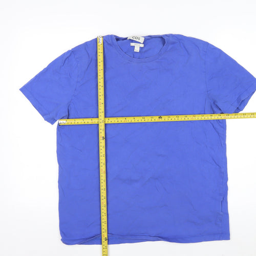 COS Men Blue Regular Fit Cotton Crew Neck T-Shirt Size L