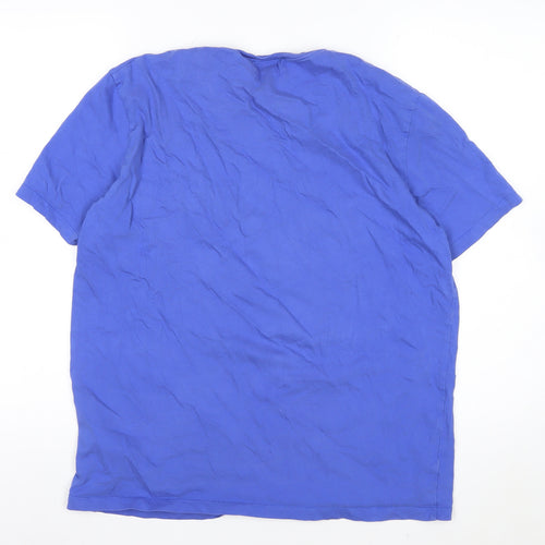 COS Men Blue Regular Fit Cotton Crew Neck T-Shirt Size L