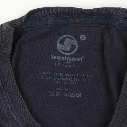 Seventyseven Apparel Men’s Black Cotton Crew Neck T-Shirt Size L