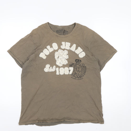 Ralph Lauren Polo Jeans Men's Brown Short Sleeve Cotton T-Shirt Size L