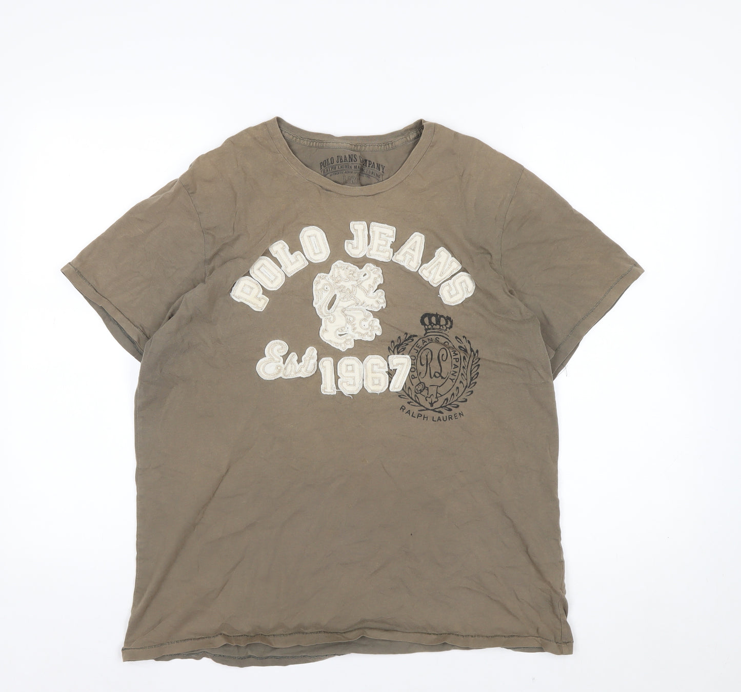 Ralph Lauren Polo Jeans Men's Brown Short Sleeve Cotton T-Shirt Size L