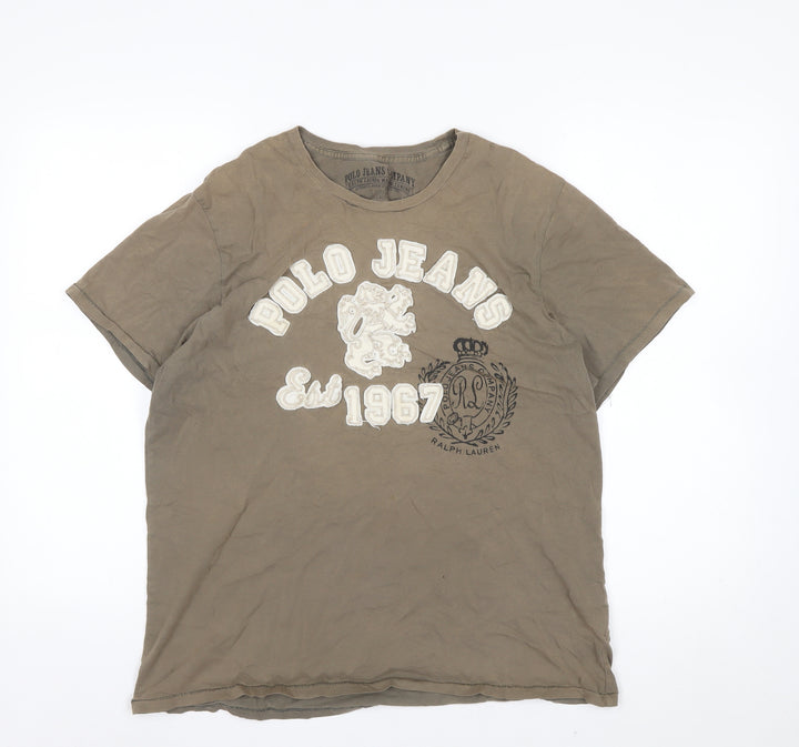 Ralph Lauren Polo Jeans Men's Brown Short Sleeve Cotton T-Shirt Size L