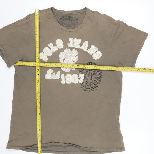 Ralph Lauren Polo Jeans Men's Brown Short Sleeve Cotton T-Shirt Size L