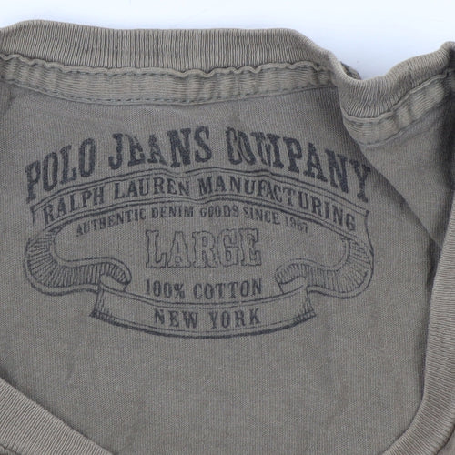 Ralph Lauren Polo Jeans Men's Brown Short Sleeve Cotton T-Shirt Size L