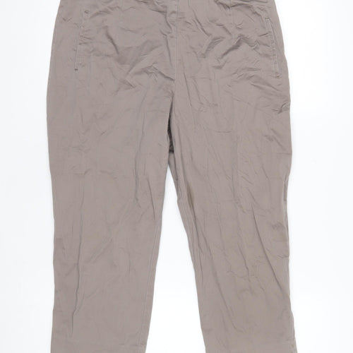 Marks and Spencer Women’s Beige Cotton Blend Trousers UK 14 Short