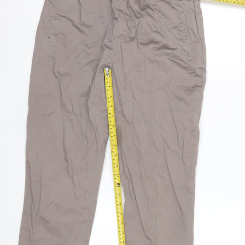 Marks and Spencer Women’s Beige Cotton Blend Trousers UK 14 Short
