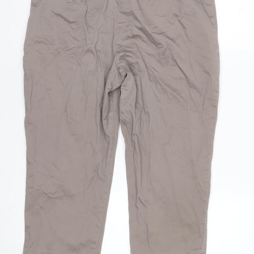 Marks and Spencer Women’s Beige Cotton Blend Trousers UK 14 Short