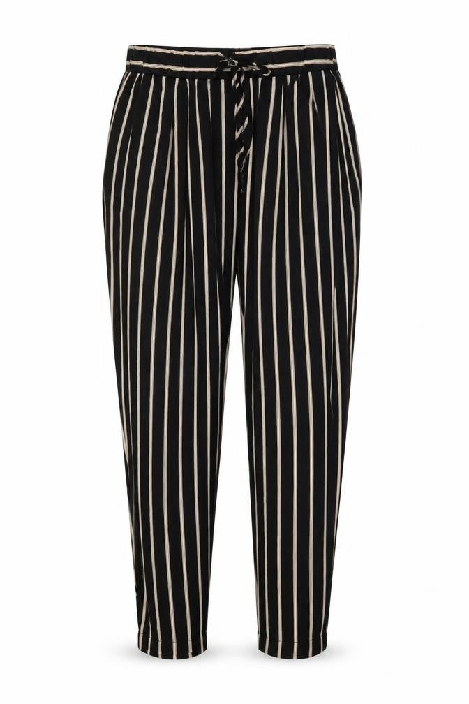 Miss Selfridge Women's Black Striped Tapered Trousers Size 8
