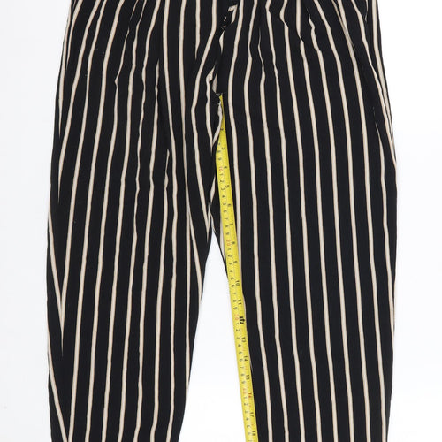 Miss Selfridge Women's Black Striped Tapered Trousers Size 8