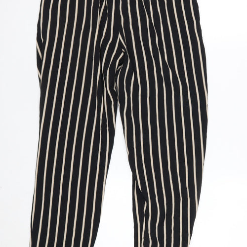 Miss Selfridge Women's Black Striped Tapered Trousers Size 8