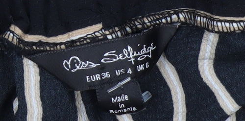 Miss Selfridge Women's Black Striped Tapered Trousers Size 8
