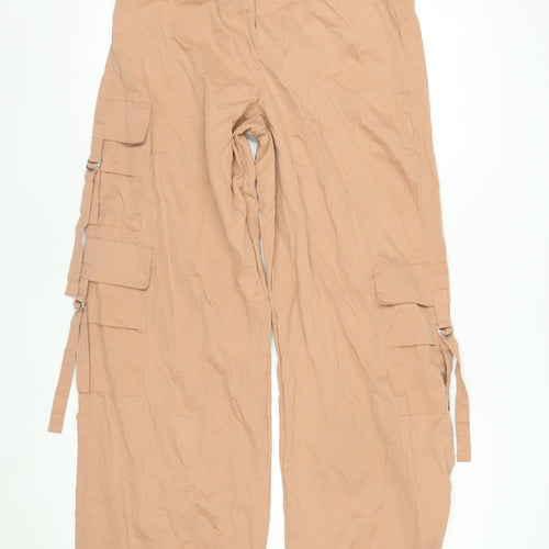 Zara Women Beige XS Cargo Trousers Elastic Waist Lightweight