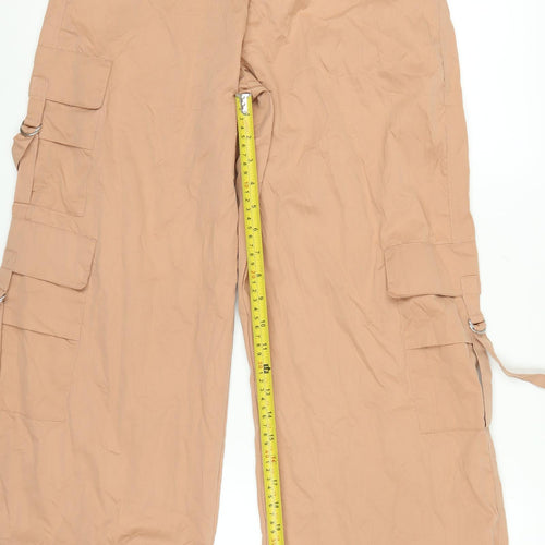 Zara Women Beige XS Cargo Trousers Elastic Waist Lightweight