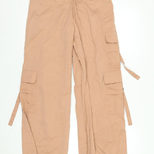 Zara Women Beige XS Cargo Trousers Elastic Waist Lightweight