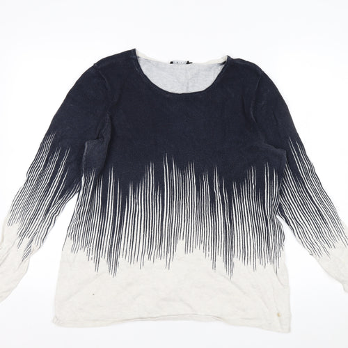 Olsen Women's Blue Ombre Stripe Long Sleeve Knit Jumper Size 14