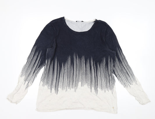 Olsen Women's Blue Ombre Stripe Long Sleeve Knit Jumper Size 14