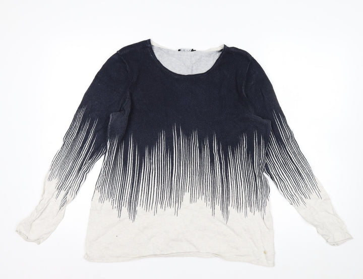 Olsen Women's Blue Ombre Stripe Long Sleeve Knit Jumper Size 14