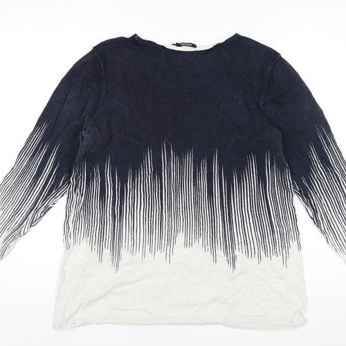 Olsen Women's Blue Ombre Stripe Long Sleeve Knit Jumper Size 14