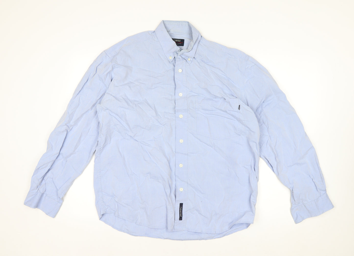 Cottonfield Men's Blue Button-Down Long Sleeve Casual Shirt M