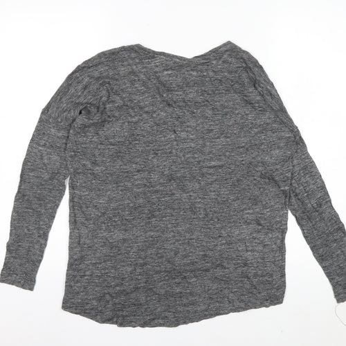Charli Women's Grey Linen Long Sleeve Relaxed T-Shirt UK 8