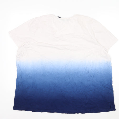 Lands' End Womens Blue White Dip Dye Linen Cotton T-Shirt UK 24