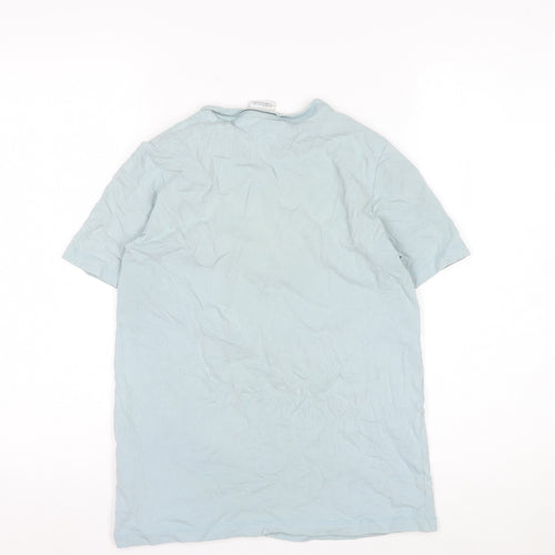 Adidas Women's Blue Basic Logo T-Shirt UK 8 Short Sleeve Cotton