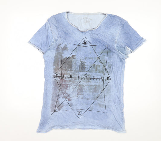 Firetrap Men's Blue Graphic Print Slim Fit Cotton T-Shirt M