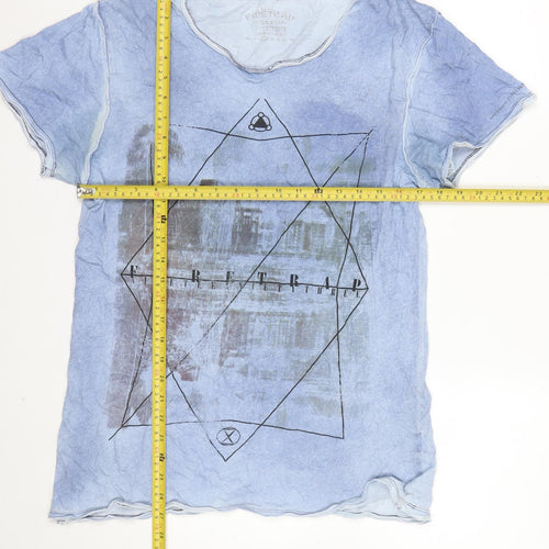 Firetrap Men's Blue Graphic Print Slim Fit Cotton T-Shirt M