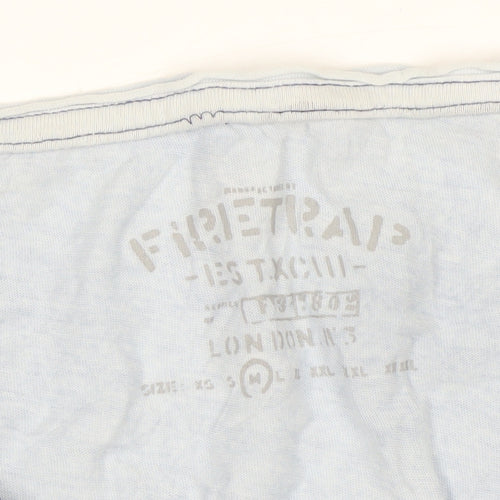 Firetrap Men's Blue Graphic Print Slim Fit Cotton T-Shirt M