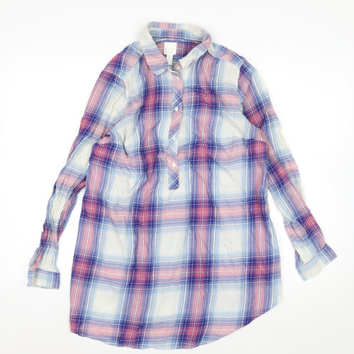 H&M Women’s Multicoloured Check Cotton Maternity Button-Up Shirt Small