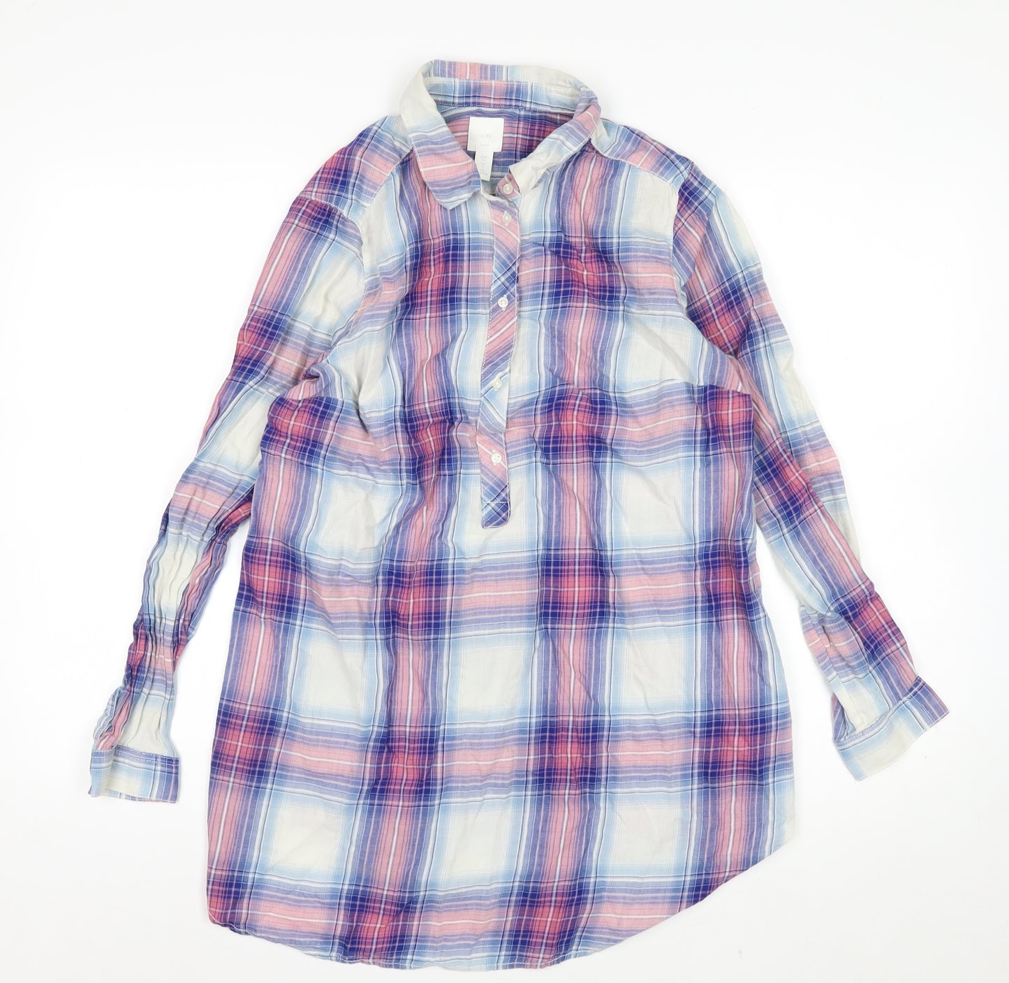 H&M Women’s Multicoloured Check Cotton Maternity Button-Up Shirt Small