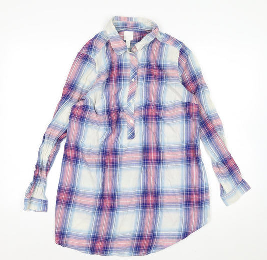 H&M Women’s Multicoloured Check Cotton Maternity Button-Up Shirt Small